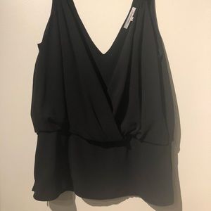 Low cut black chiffon tank